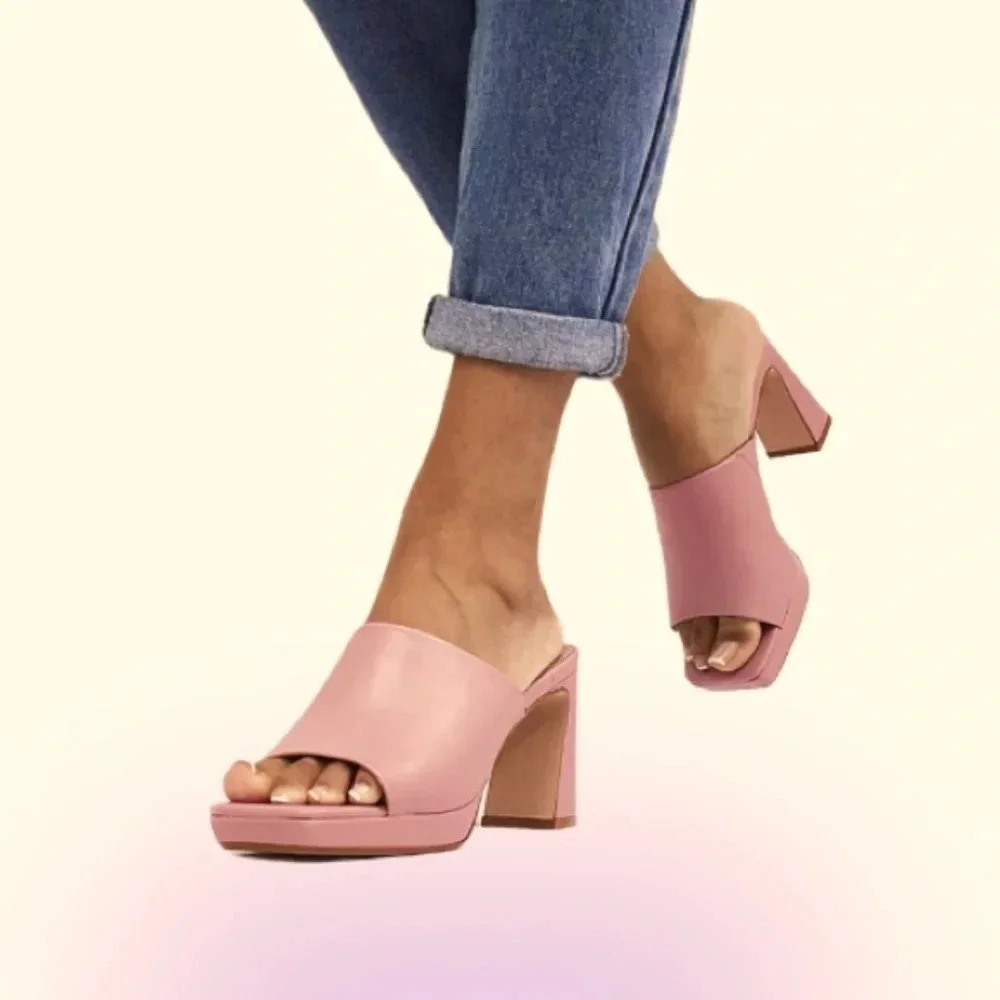 Diba Fashion Square chunky open toe platform mules Sz 10
